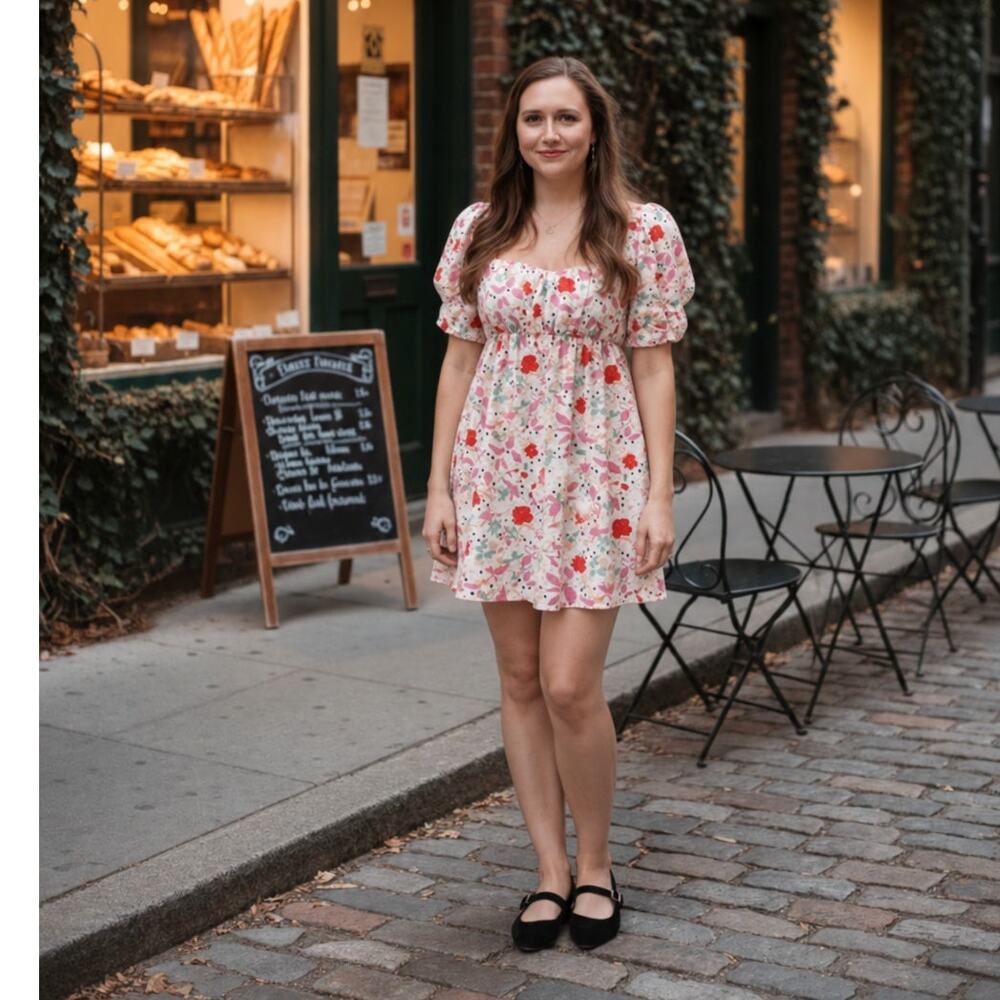 Crosby by Mollie Burch Malou Dress XS Sconset Bluff Floral Puff Sleeve NWT